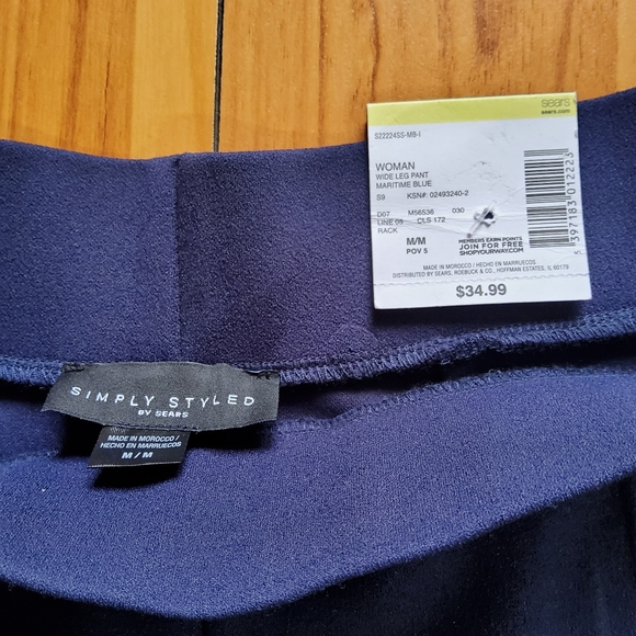 Simply Styled Wide Leg Pant Martime Blue Size M - Picture 8 of 9